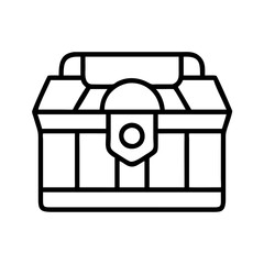 Treasure chest vector icon, outline style of pirate treasure chest, open chest box