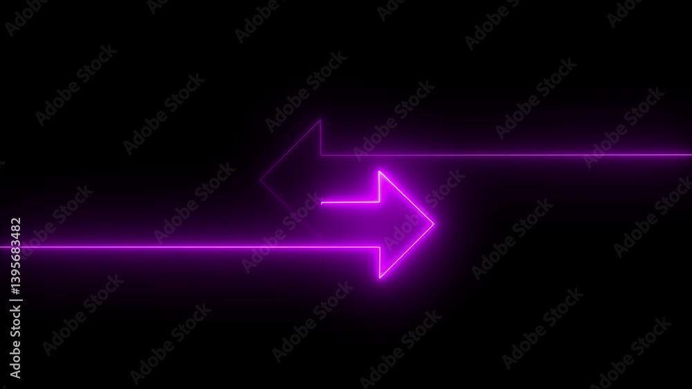 Poster glowing neon mask double arrow animation .neon double arrow animation. flashing arrow shape symbol w