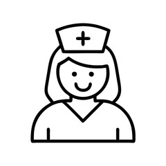 Nurse icon vector illustration of a healthcare professional wearing a nurse hat