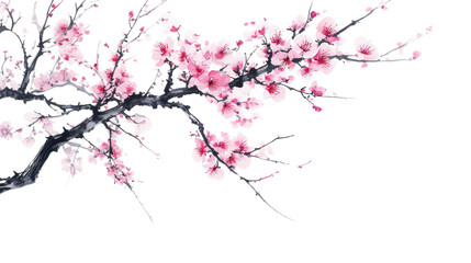 PNG Pink plum blossom flowers style illustration.