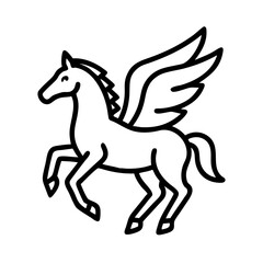 Pegasus winged horse line art illustration mythical creature drawing vector image