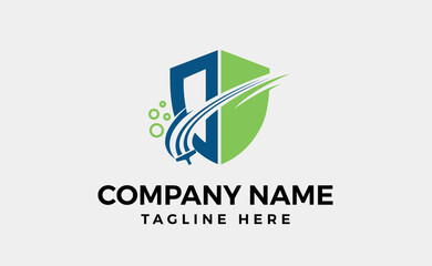Cleaning logo design with shield.