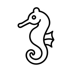 Seahorse outline vector drawing, sea life illustration, ocean animal design icon