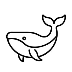 Whale outline drawing vector illustration, marine animal clip art for ocean lovers