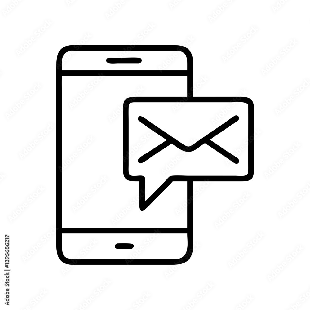 Poster smartphone email message notification icon vector for mobile communication app design