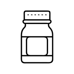 Outline supplement bottle vector illustration for health and wellness products