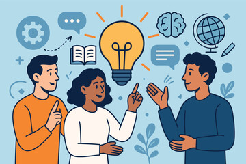 Collaborative team discussion and idea exchange for innovative solutions