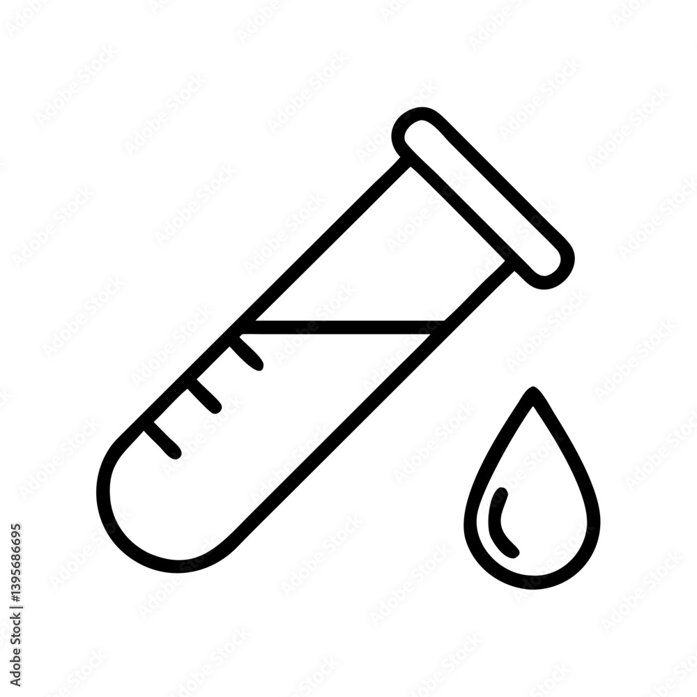 Poster test tube with liquid drop science lab experiment research and analysis icon vector