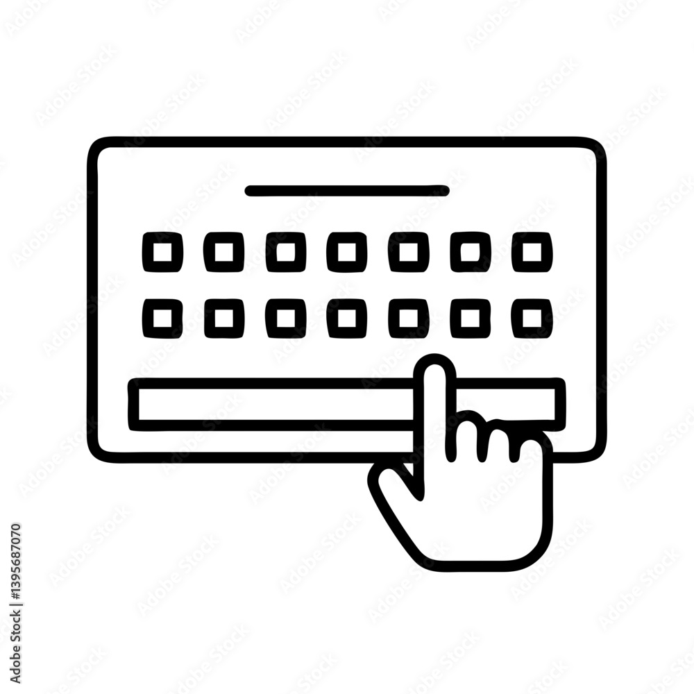 Poster virtual keyboard touch screen input device vector illustration for user interface
