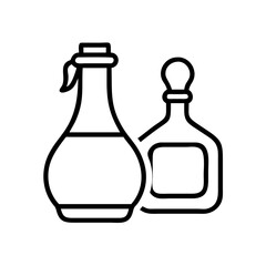 Outline drawing of oil and vinegar bottles for kitchen use and food preparation