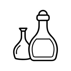 Outline illustration of oil and vinegar bottles for cooking and salad dressing