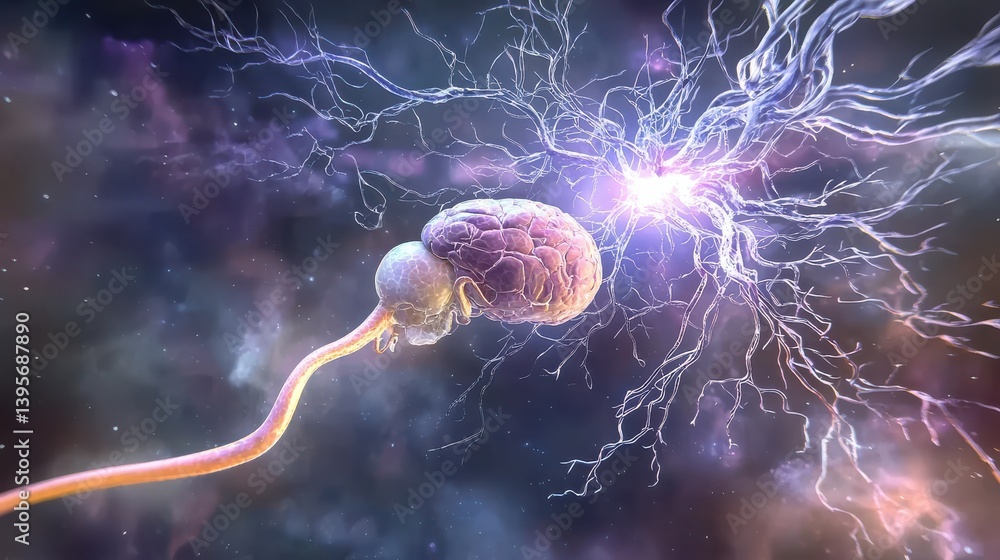 Poster exploring neural interactions in a cosmic environment digital art gigapixel standard high-resolution