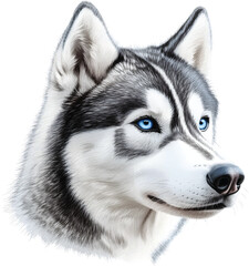 Obraz premium An isolated husky dog head on white background, vector, png