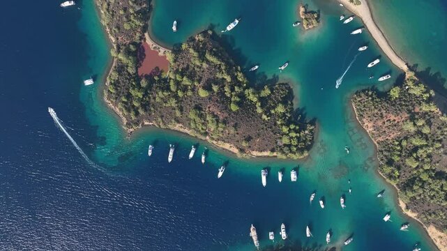 Turkish Maldives Gocek Islands Drone Video, Gocek Fethiye, Mugla Turkiye (Turke