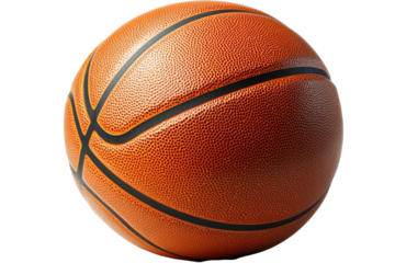 Orange Basketball Close Up Texture Black Background, isolated on transparent background