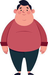 Charming Cartoon of a Chubby Man in Casual Clothes | Cheerful and Friendly Overweight Character | Playful and Fun Illustration