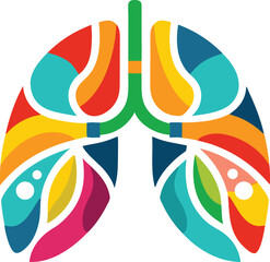 Obraz premium Colorful Lungs Illustration | Featuring Eyewear and Stylized Font | Medical and Creative Concept Design | Isolated on White Background