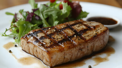 Tuna Steak with Side Salad – Sophisticated Plating and Gourmet Presentation