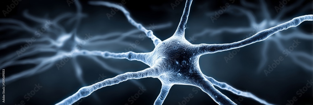 Poster microscopic neuron network - detailed close-up of a neuron network, showcasing intricate neural conn