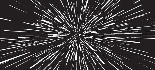 Obraz premium Circular starburst explosion texture. Distressed uneven grunge background. Abstract vector illustration. Overlay to create interesting effect and depth. Isolated on white background.
