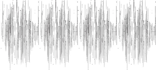 Monochrome texture composed of irregular graphic elements. Distressed uneven grunge background. Abstract vector illustration. Overlay for interesting effect and depth. Isolated on white background.