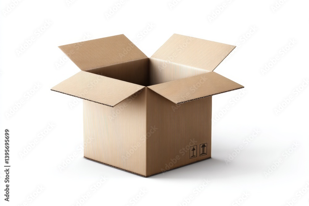 Aufkleber open cardboard box on white background - empty open cardboard box isolated on white studio backgroun