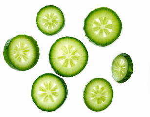 Fototapeta premium Fresh slices of kiwi and lime with colorful citrus fruits on white background