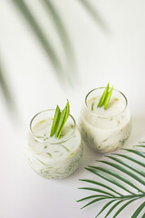 south east asian traditional coconut milk drink with screwpine jelly, indonesian cendol drink