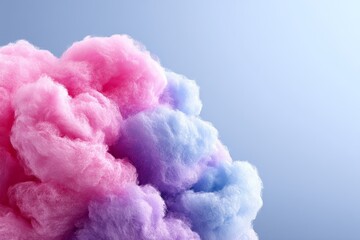 Fototapeta premium Pink and Blue Cotton Candy Delight - Sweet pastel cotton candy, fluffy texture, dreamy vibes, playful sweetness, summer treat. Represents joy, fun, lightheartedness, and carefree moments