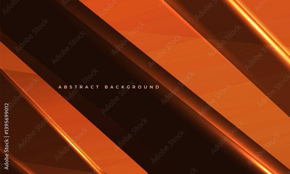 Poster abstract orange background with geometric dynamic glowing lines. modern trendy business banner vecto