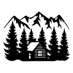 Majestic Mountain Cabin in a Snowy Winter Wonderland Forest Escape