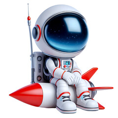 Cute Astronaut Riding a Rocket, Futuristic Space Adventure Concept