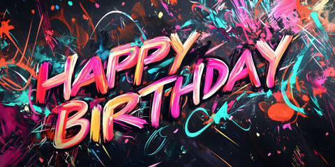 Vibrant Happy Birthday Graffiti Art