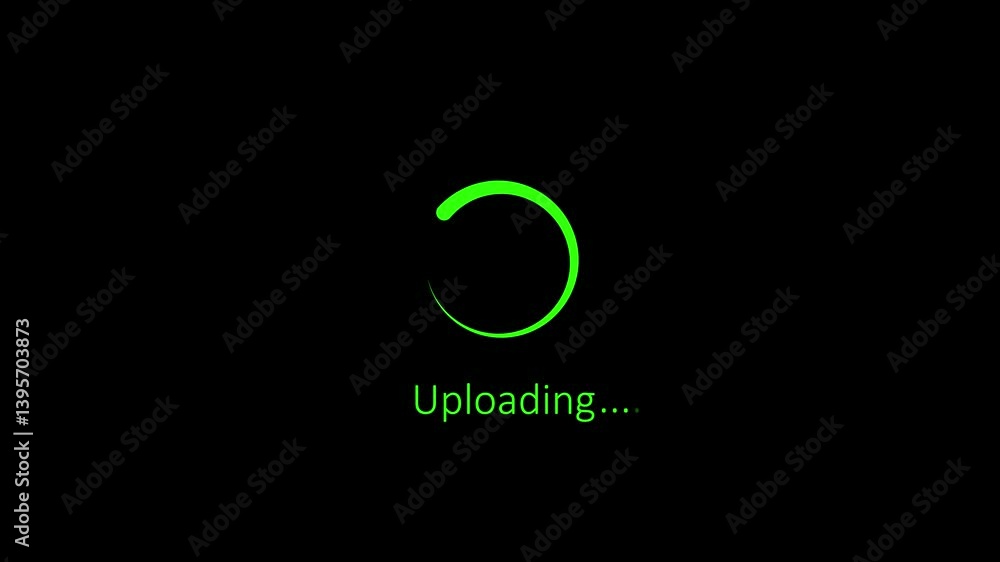 Poster updating circle icon bar animation on black background. buffering spinner download or upload progres
