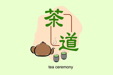 Chinese character 茶道 (ch&aacute;d&agrave;o) meaning Tea Ceremony. Oriental ornament Illustration vector design. EPS 10