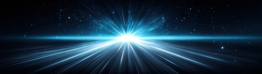 Obraz premium A stunning visual of light rays emanating from a central point, surrounded by a starry backdrop, creating a sense of depth and cosmic energy.