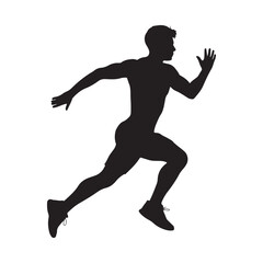 Silhouette of a Runner in Motion - Vector Illustration