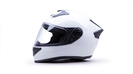 White motorcycle helmet isolated on white background.