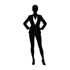 Silhouette of a Woman in a Suit - Vector Illustration