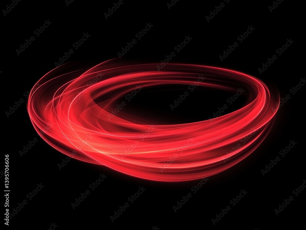 Poster red light waves form an electric tunnel shape, with glowing lines visible on a black background alon