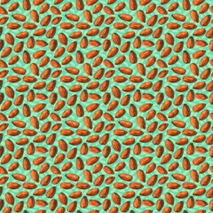 Vibrant Almond Pattern On Turquoise Background