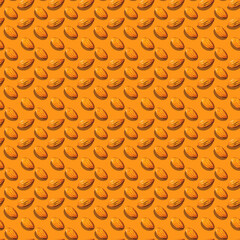 Seamless Almond Pattern On Orange Background