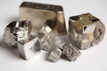 Dysprosium & Terbium Rare Earth Metals Contrasting Geometric Forms and Surface Textures.