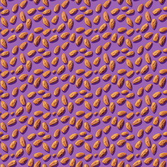 Pattern Of Pecans On Purple Background