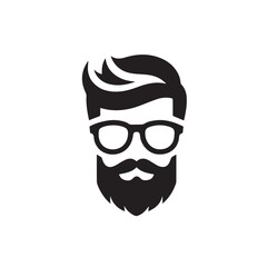 minimalist male face with beard and glasses

