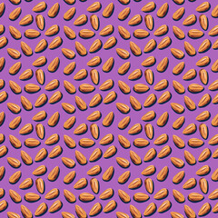 Almonds Pattern On Purple Background