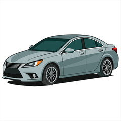 Fototapeta premium Modern sedan car side view with sleek metallic design in detailed flat vector illustration 