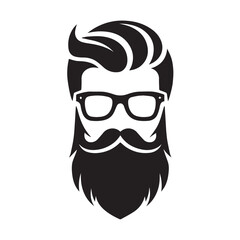 bearded man icon with stylish hair and mustache
