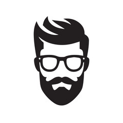 modern hipster logo with beard and mustache
