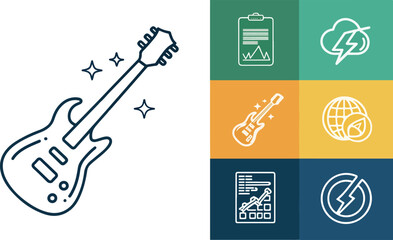 Guitar icon design, Set of Electric Guitar icon design, Electric Guitar Illustration vector design